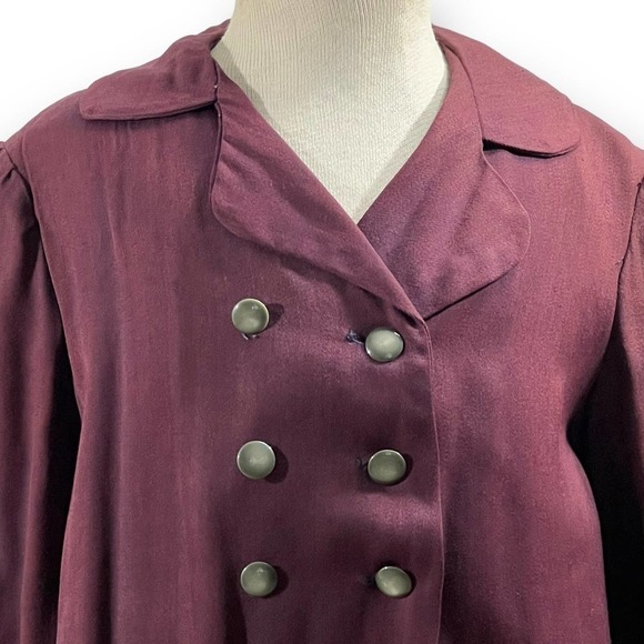 Vintage Girls Burgundy Coat 1960s Handmade Size 4–5 - Picture 3 of 9
